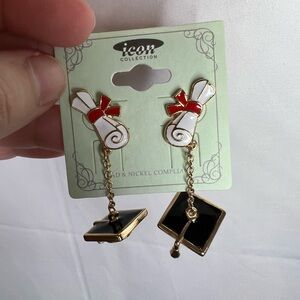 Icon Collection Diploma And Graduation Cap Dangle Earrings NWT